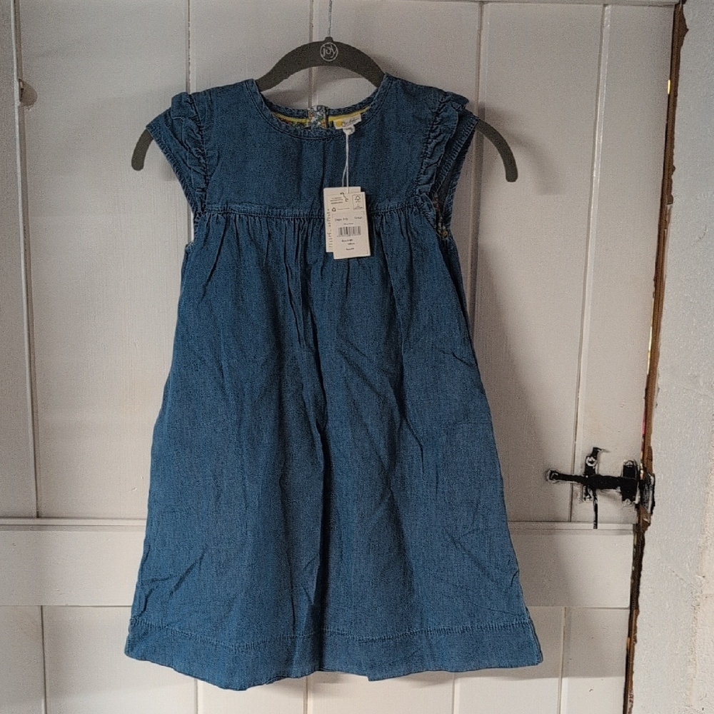 NWT - MiniBoden Blue Chambray Dress Sz 7-8